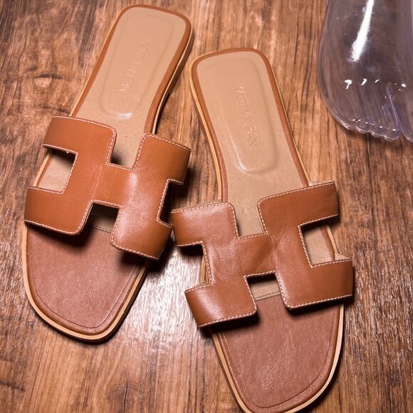 Kaitlyn Pan Leather Brown Women's Sandals size 9 - Picture 4 of 4